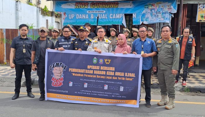 Operasi Gabungan Satpol PP dan Bea Cukai Parepare Amankan 116 Bungkus Rokok Ilegal