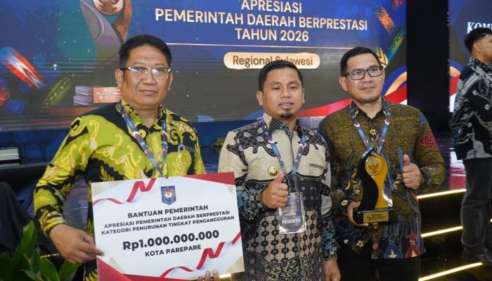 Parepare Raih Penghargaan Nasional Penurunan Pengangguran, Terima Bantuan Rp1 Miliar